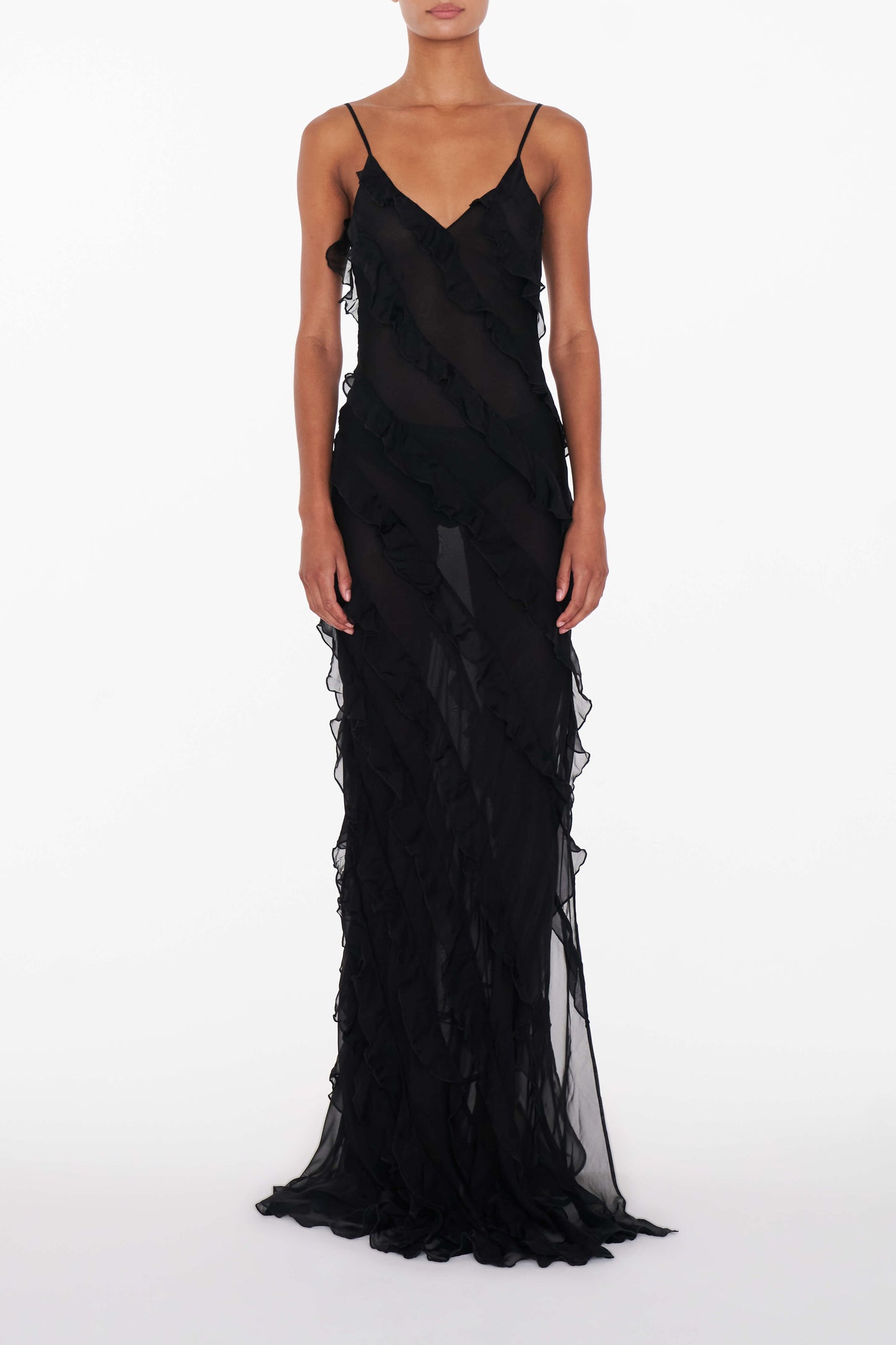 Elegant Black Dress with Flirty Frills – Stylish Fit for Parties and Casual Outings, Available in S, M, L, XL 1