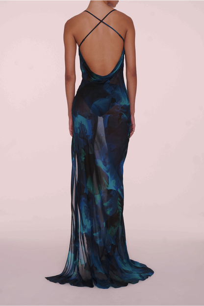 Sophisticated Rafinha Bias-Cut Dress – Asymmetric Neckline and Plunging Back Detail