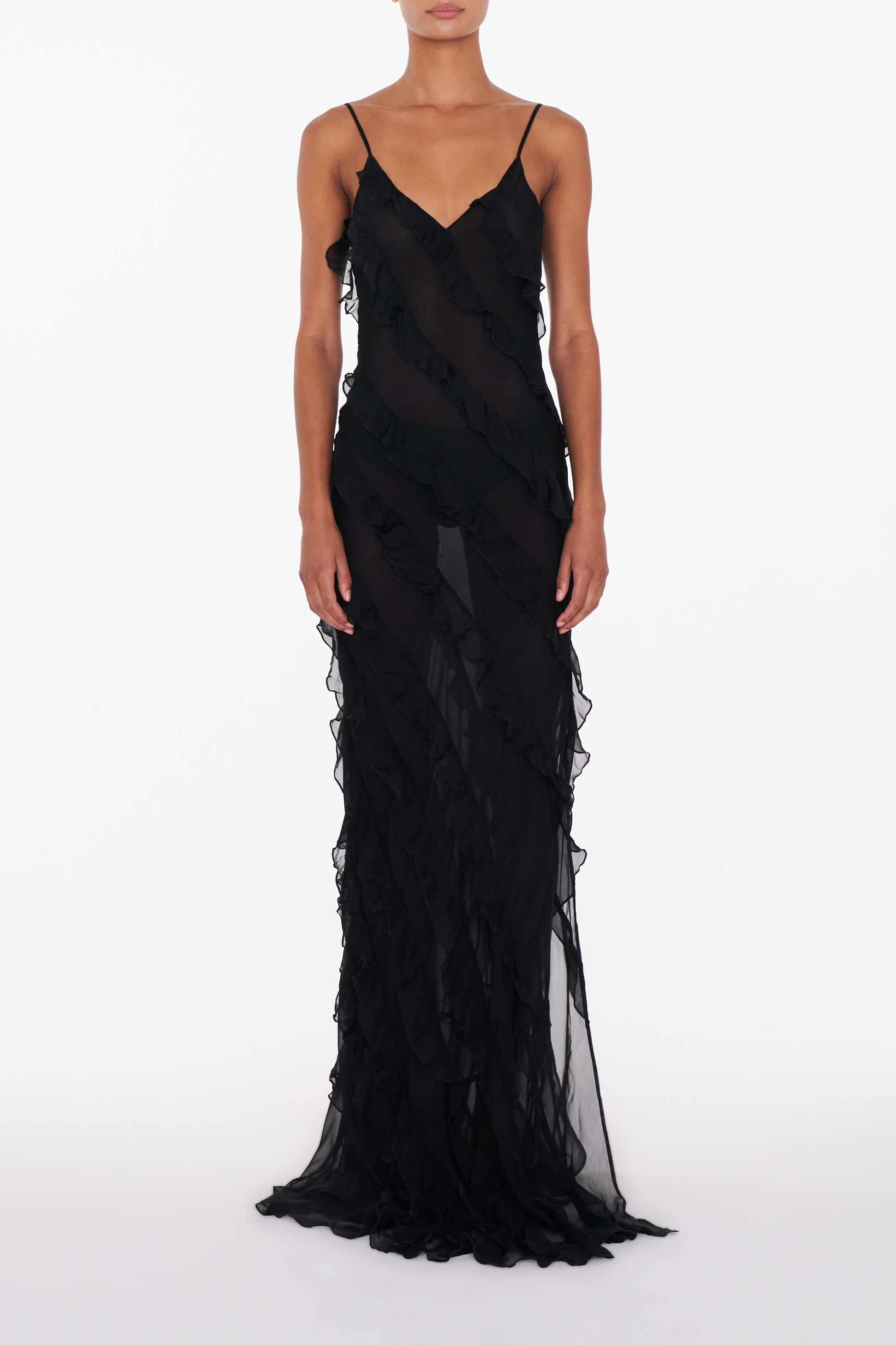 Elegant Black Dress with Flirty Frills – Stylish Fit for Parties and Casual Outings, Available in S, M, L, XL 1