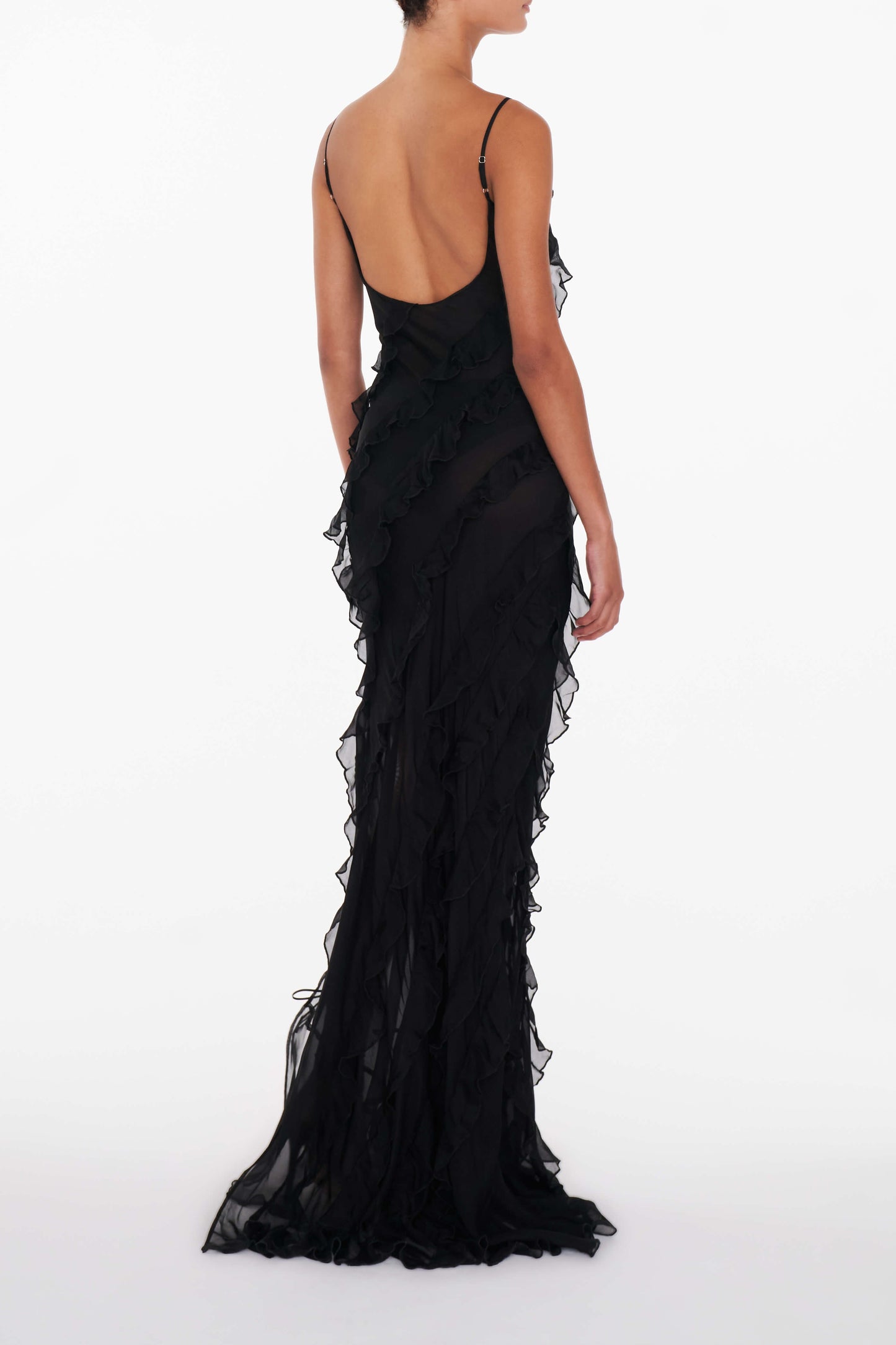 Elegant Black Dress with Flirty Frills – Stylish Fit for Parties and Casual Outings, Available in S, M, L, XL 2