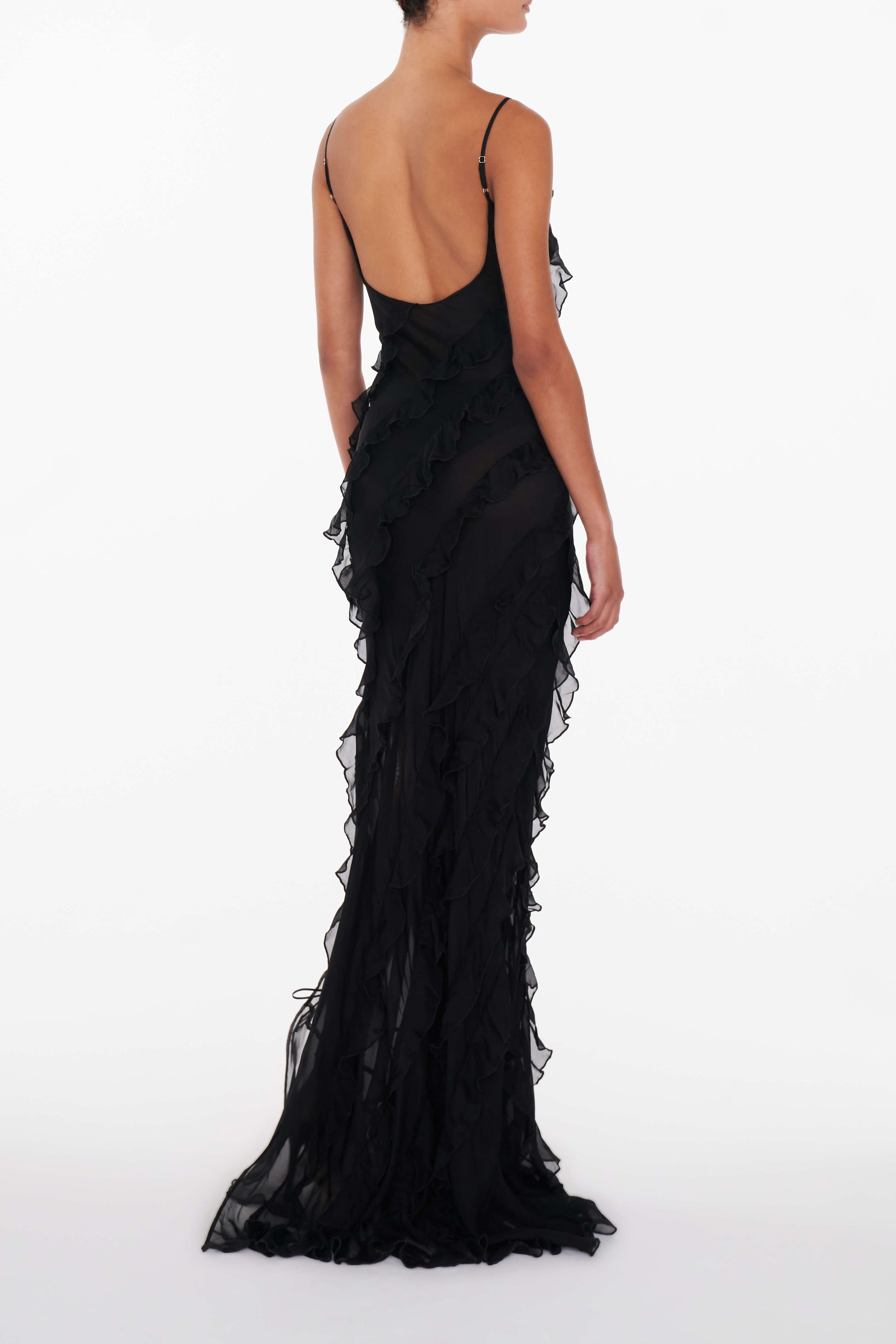 Elegant Black Dress with Flirty Frills – Stylish Fit for Parties and Casual Outings, Available in S, M, L, XL 2